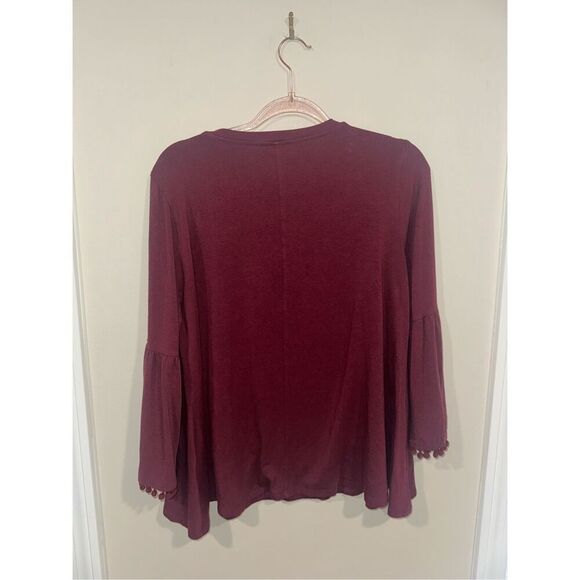 Johnny Was Calme’ Maroon Blouse 3/4 Sleeve Bamboo Blend Small - Picture 2 of 5